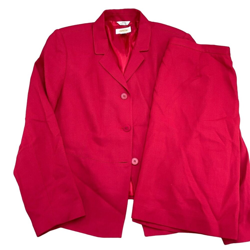 Talbots Skirt Suit 12/40 30Wx21L‎ Red Wool Blend Classic Career 2pc USA VTG